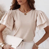 O-Neck Layered Ruffles Blouse Silver Sam