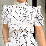 Sexy Print Jumpsuit High Streetwear Bodycon Wide Leg Romper Silver Sam