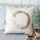 Grapevine Floral Wreath Pillow Cover