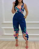 Printed Strapless Jumpsuit Strapping Loose Pants Silver Sam