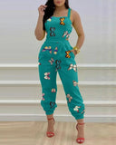 Printed Strapless Jumpsuit Strapping Loose Pants Silver Sam