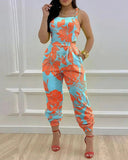 Printed Strapless Jumpsuit Strapping Loose Pants Silver Sam
