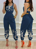 Printed Strapless Jumpsuit Strapping Loose Pants Silver Sam
