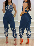 Printed Strapless Jumpsuit Strapping Loose Pants Silver Sam