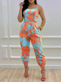 Printed Strapless Jumpsuit Strapping Loose Pants Silver Sam