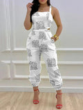 Printed Strapless Jumpsuit Strapping Loose Pants Silver Sam