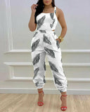 Printed Strapless Jumpsuit Strapping Loose Pants Silver Sam