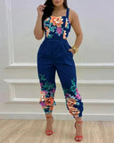Printed Strapless Jumpsuit Strapping Loose Pants Silver Sam