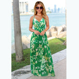 Bohemian Floral Print Maxi Dress Spaghetti Strap Dress  Silver Sam