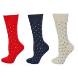 Combed Cotton Pin Dot Crew Casual Women's Socks 3 Pair Pack