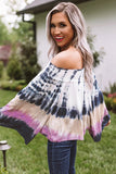 Love Triangle Off Shoulder Tie-Dye Print Top