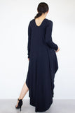 Asymmetric Long Sleeve Maxi Dress Yellow Hera