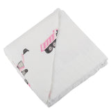 Pink Digger & White Bamboo Muslin Newcastle Blanket