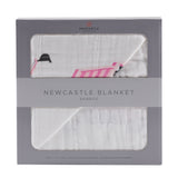 Pink Digger & White Bamboo Muslin Newcastle Blanket