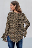 Snake Surpliced V Neck Draped Top with Knotted Sleeves