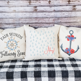 Floral Anchor Pillow Cover Peach Vanilla