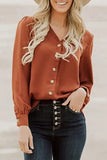 Khaki Button Up Puff Sleeve Shirt