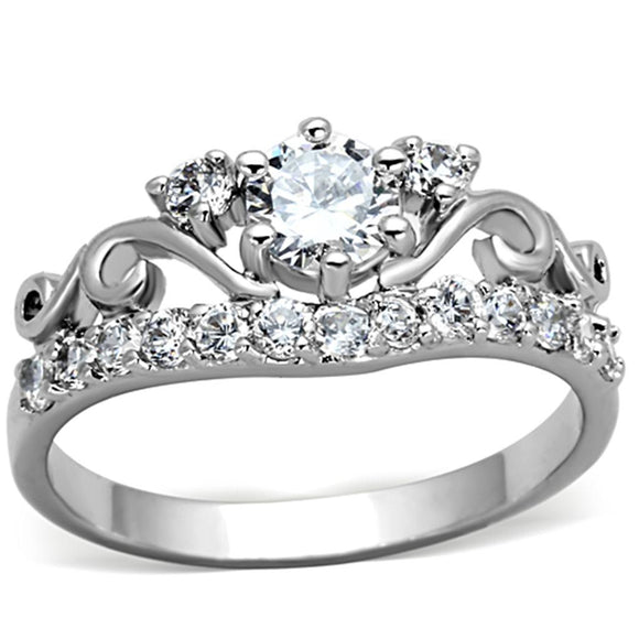 3W483 Rhodium Brass Ring with Top Grade Crystal in