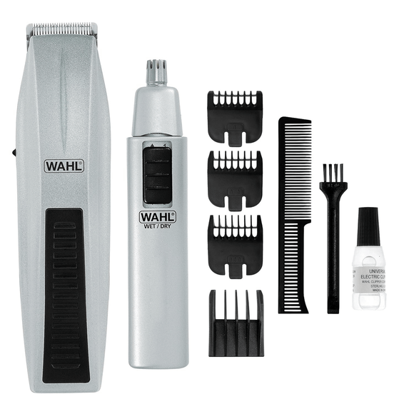 Wahl Battery Operated Beard and Nose-Hair Trimmer Mens Grooming 9-Piec