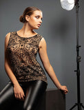 Merino Wool Blend Tank Top with Tulle
