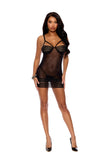 Mesh & Crochet Lace Babydoll with Underwire Demi Cups, Strappy Front