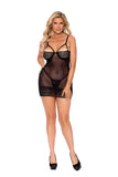 Mesh & Crochet Lace Babydoll with Underwire Demi Cups, Strappy Front