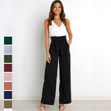Casual Wide-Leg Trousers with Belt
