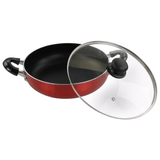 Better Chef 12" Aluminum Non-Stick Metallic Red Deep Fryer with Glass