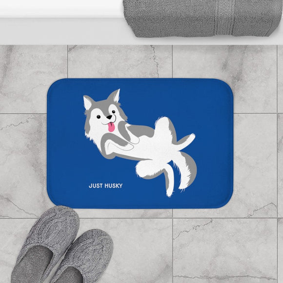 Cute Husky Blue Bath Mat Yellow Pandora