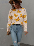 Cartoon Butterflies Knitted Pullover Sweater Silver Sam