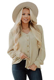 Khaki Button Up Puff Sleeve Shirt