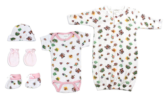 Newborn Baby Girls 5 Pc Layette Baby Shower Gift Emerald Clover