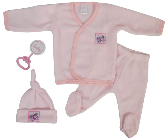 4 Piece Fleece Set - Pink Emerald Clover