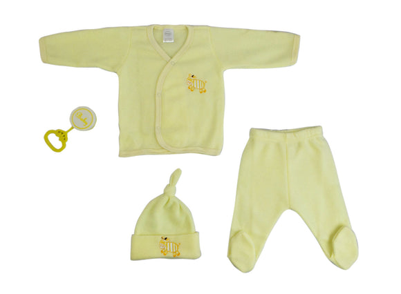 4 Piece Fleece Set - Yellow Emerald Clover