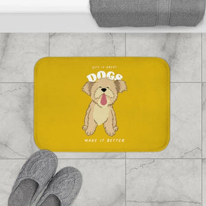 Life is Great, Dogs Make it Better Bath Mat Yellow Pandora