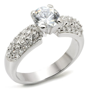 54908 Rhodium Brass Ring with AAA Grade CZ in