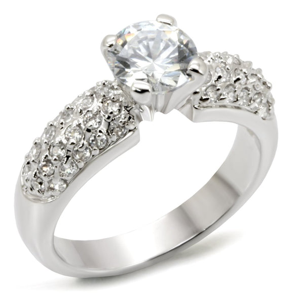 54908 Rhodium Brass Ring with AAA Grade CZ in