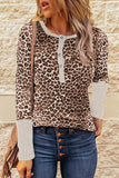 Camo Print Ribbed Sleeve Cuffs Top