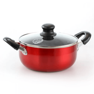 Better Chef 8-Quart Metallic Red Aluminum Dutch Oven with Glass Lid Sky Iapetus