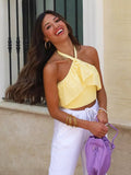 Embroidery Cotton Lace Halter Camis Top