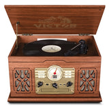 Victor State 7-in-1 Wood Music Center with 3-Speed Turntable and Dual