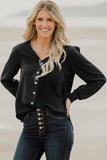 Khaki Button Up Puff Sleeve Shirt