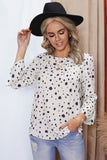 Dotted Print Bell Sleeve Top
