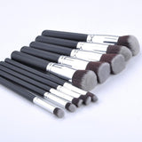10 pc Makeup Brush Set all Wooden Handles Salmon Lucky