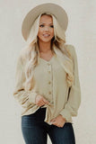 Khaki Button Up Puff Sleeve Shirt