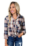 Chic Plaid Print Shirt with Pocket