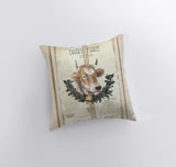 Dairy Farm Cow Vintage Pillow Cover | Farmhouse Decor | Home Décor | Maroon Abderus
