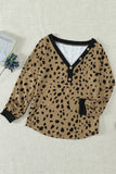Spotted Print Apricot Long Sleeve Knit Top