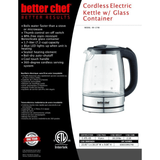 Better Chef 1100W 7-Cup Cordless Electric Borosilicate Glass Kettle Sky Iapetus