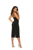 Deep V Lycra Jumpsuit with Double Adjustable Straps & Back Zipper